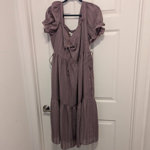Madewell Square-Neck Tiered Midi Dress in Textured Seersucker - Picture 4 of 9